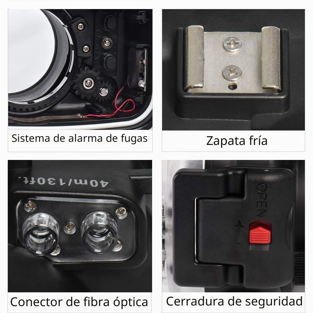 Sea frogs para Canon G7X-III 130ft/40m caja submarina