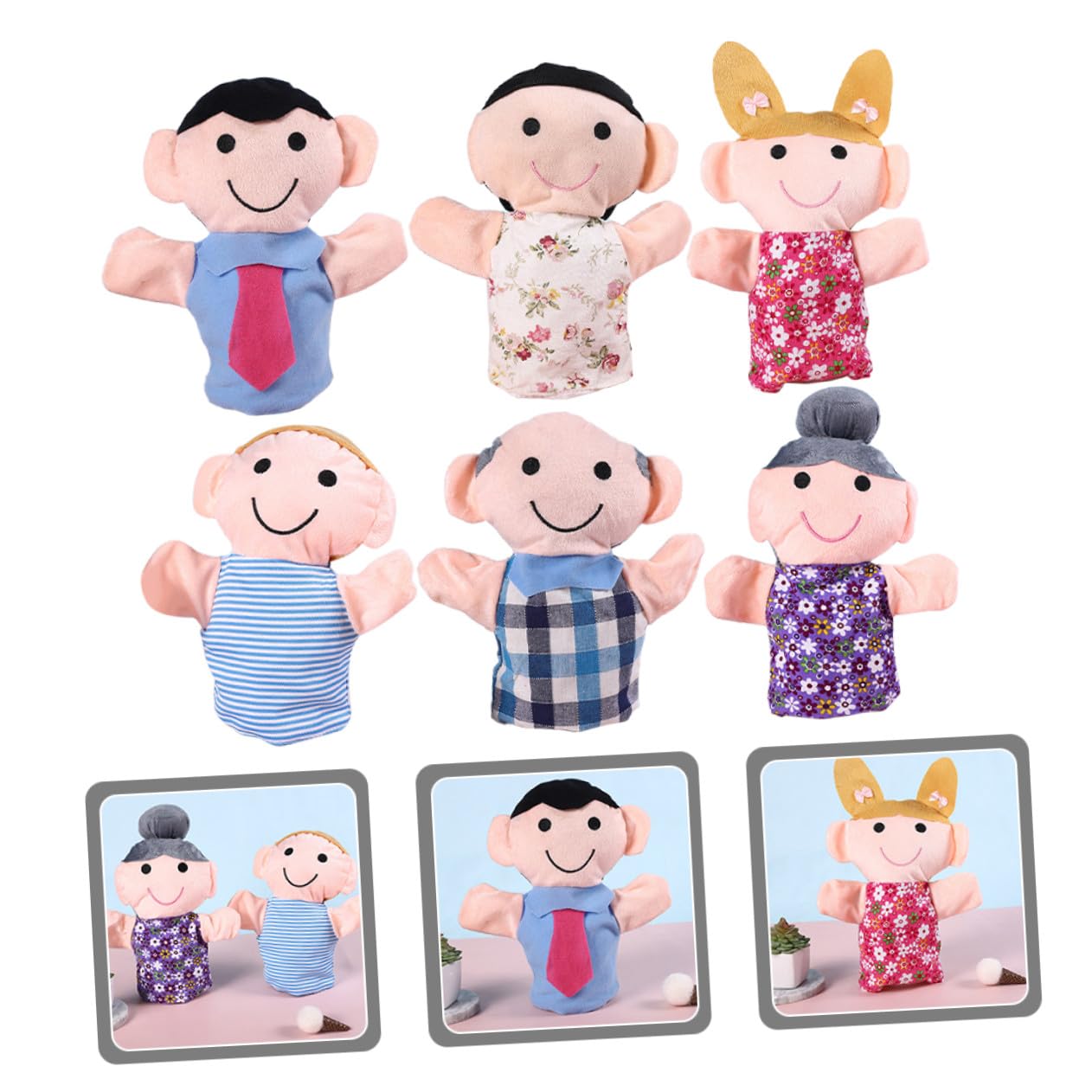 Pupazzo a Mano per Bambini 6 Pezzi in Peluche e Pp Cotton | Gioco da Racconti, Uso Interno ed Esterno, Design Adorabile, Formato Portatile