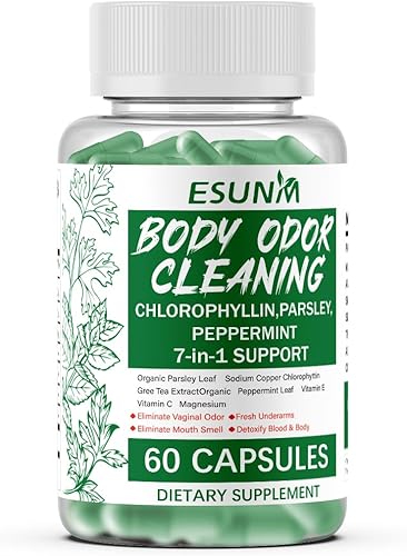Miniatura 2 de Suplemento desodorizante corporal, cápsulas de clorofila de 650 mg, desodorante interno de ultra alta absorción para hombres y mujeres, apoyo a la