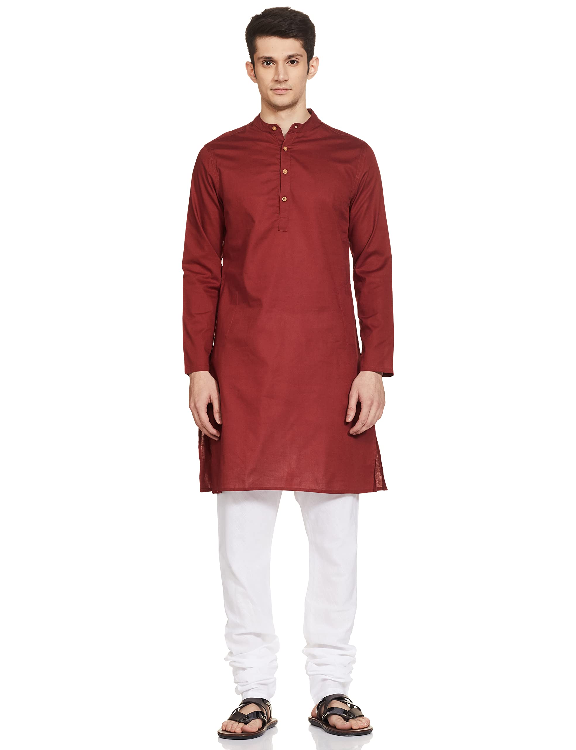 amazon brand - symbol Men's Cotton Solid Long Kurta Pyjama Set (2pcs)-picture-29