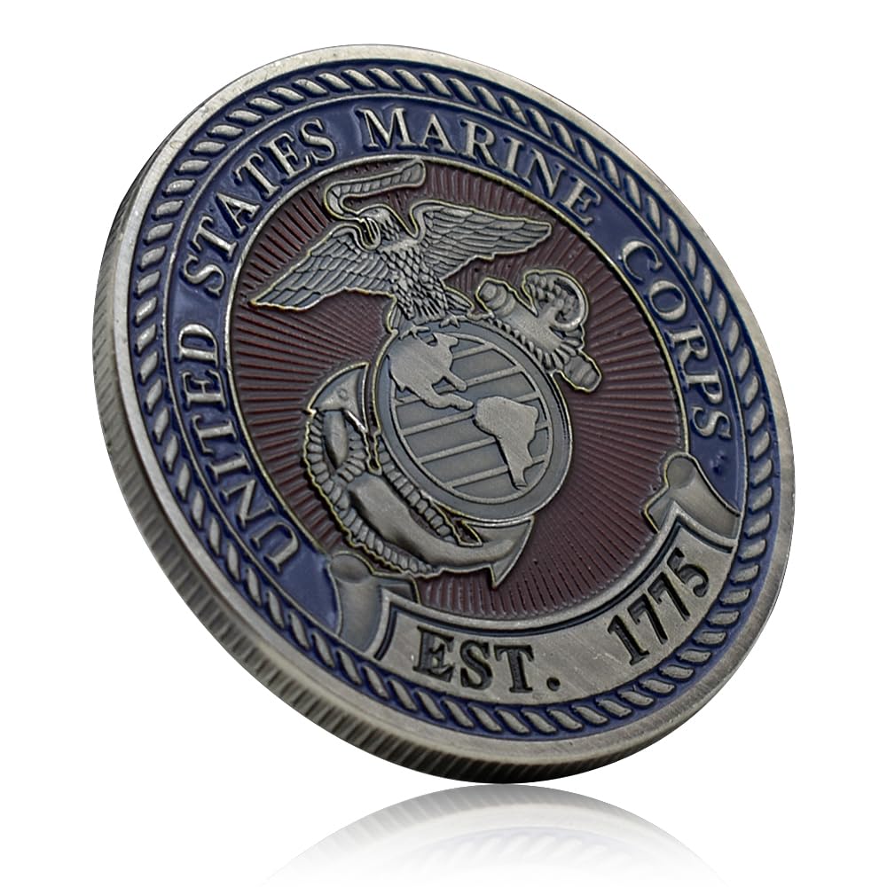 United States Marine Corps Challenge Coin EST.1775 U.S.M.C diabeł pies metalowy medal z plastikowym etui rzemiosło artystyczne