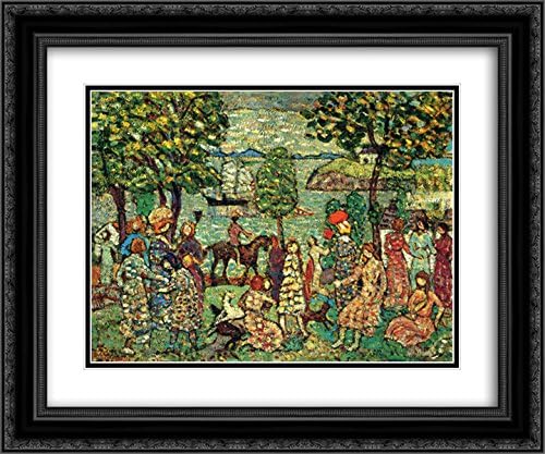 Fantasy (also known as Landscape with Figures) 24x20 Black Ornate Frame and Double Matted Museum Art Print by Maurice Prendergast