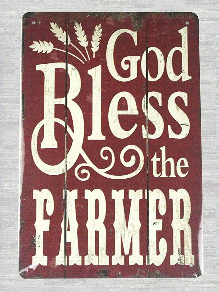 Targa Metallica Vintage "God Made A Farmer" – Decorazione Da Parete 20x30 Cm Per Casa, Bar E Garage