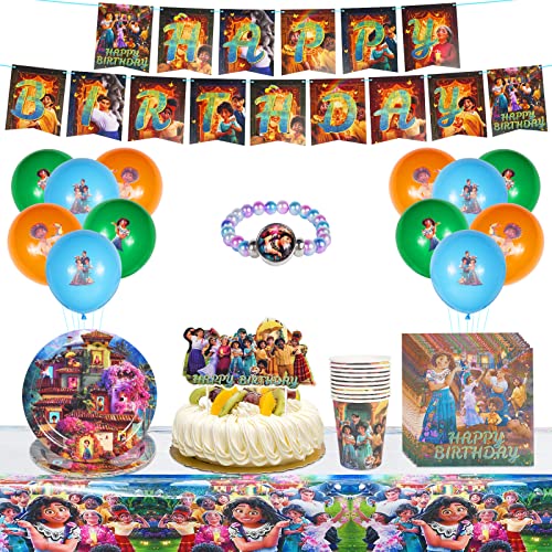 Encanto Supplies ,Encanto anniversaires d'enfants les fêtes, Décoration d'anniversaire, Set de vaisselle de fête Comprendre Assiettes en Papier, Serviettes, Tasses,pour Enfants Décorations de Fête Cover