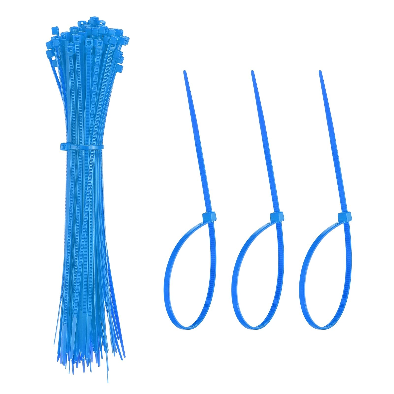 YELARXI Zip Ties Plastic Cable Ties, Self-Locking Wire Zip Tie 8 Inch Fit for Home Garden Office Workshop Travel - (100 Pack, Blue)