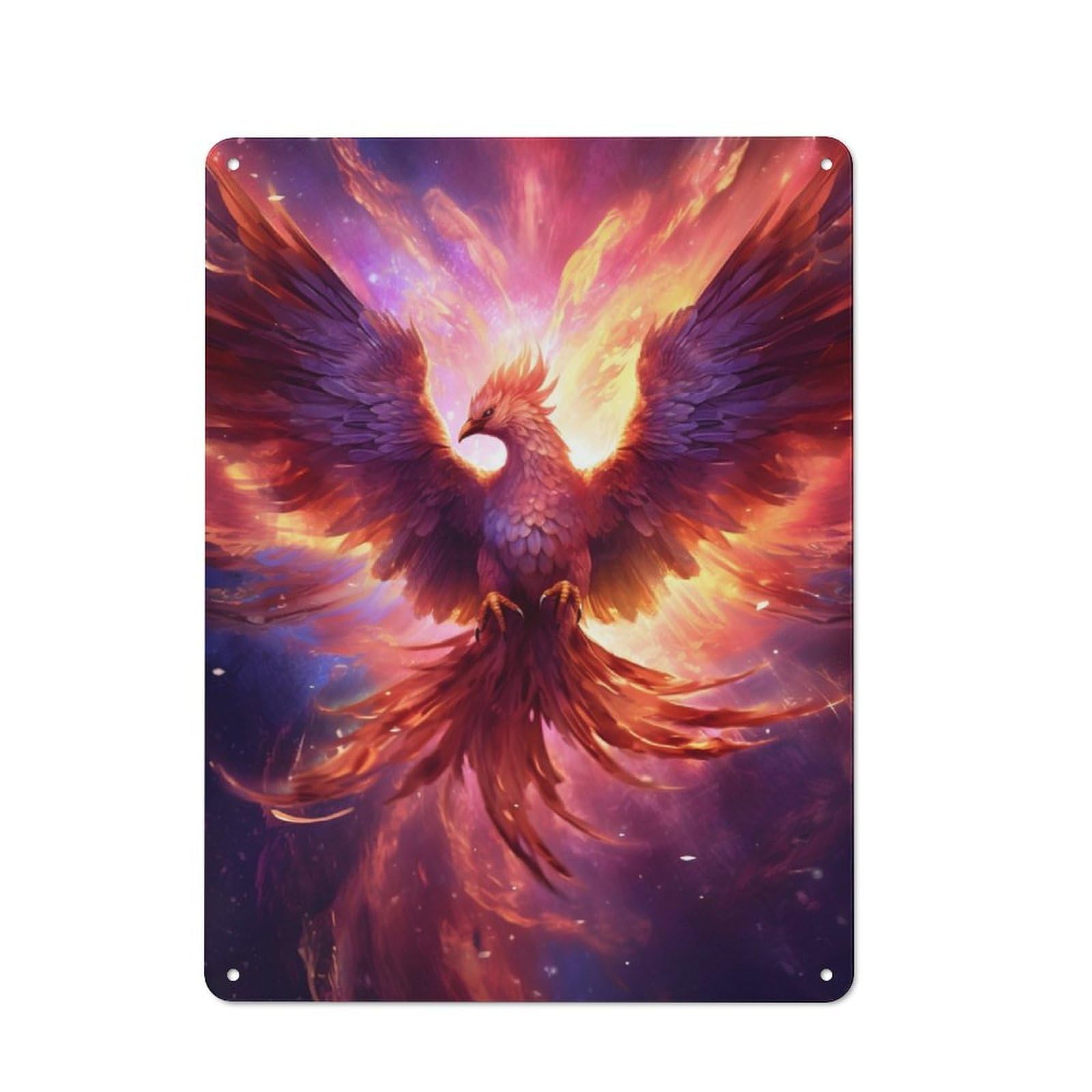 Junmoney Majestic Phoenix Tin Wall Plaque 40X30cm With For Bar Or Restaurant, Suited To Bar Decor Enthusiasts