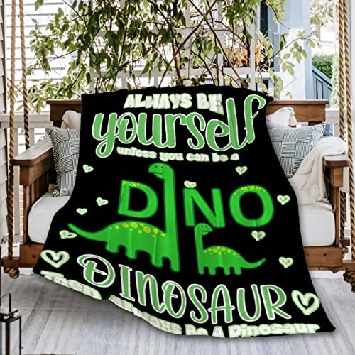 Always Be Yourself Dinosaur Blanket Throws Gifts for Boys Girls,Cute Dinosaur Decor Plush Soft Lightweight Flannel Fleece Blankets Dragon Gifts for Chair Couch 80x60In Adult