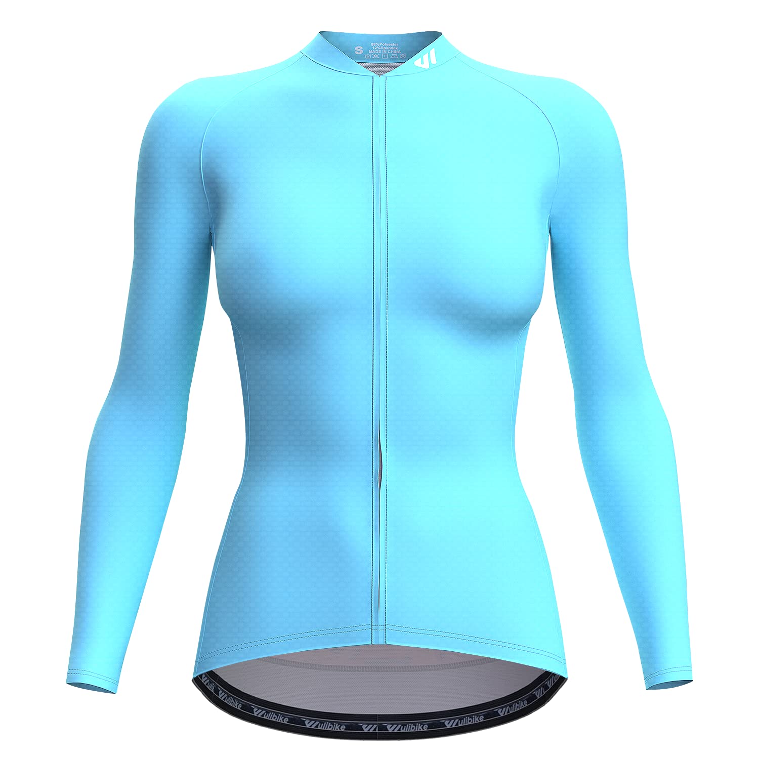 Wulibike Radtrikot Damen Langarm Fahrradtrikot Atmungsaktiv Rennrad Trikot mit 3 Rückentaschen