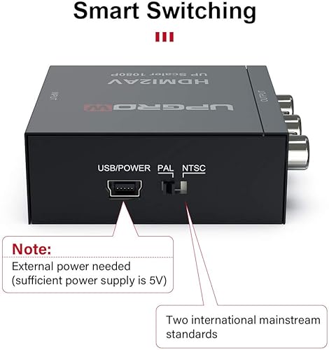 Miniatura 6 de UPGROW HDMI to RCA, 1080p HDMI to AV RCA CVBs Composite Video Audio Converter Adapter Supports PAL/NTSC for TV Stick, Roku, Chromecast, Apple TV,