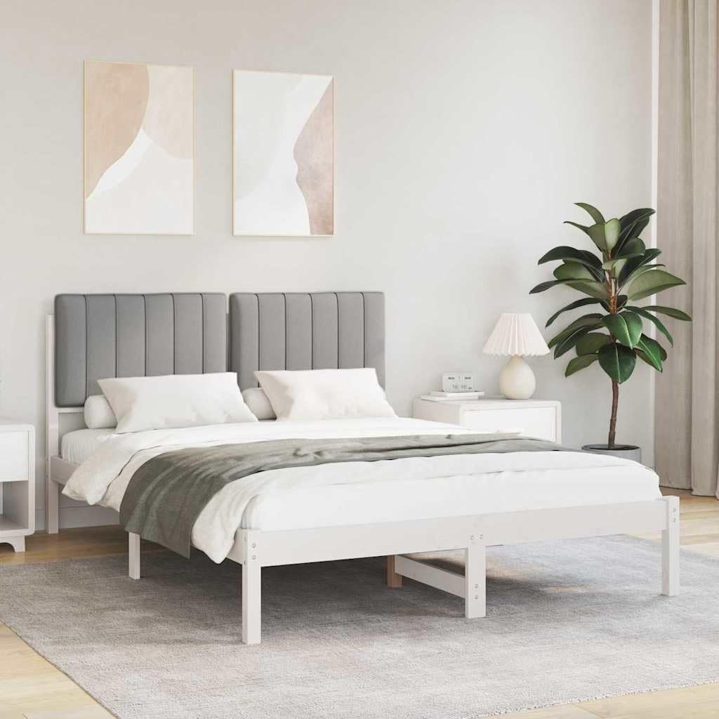 Lite drewno sosnowe tapicerowane oparcie nowoczesny design jasnoszary 135 x