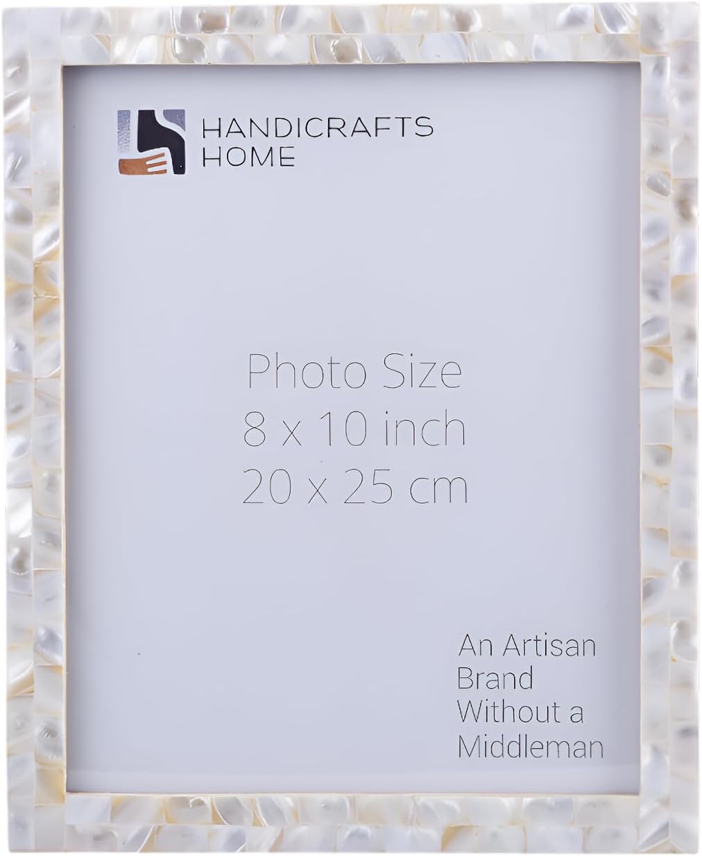 Handicrafts Home 8x10 Picture Frame Mother of Pearl Collection- Handcrafted Small Frame for Living Room, Wall Decor, Office Desk Decor- Thanksgiving gift for Friends & Family- Vintage Photo Frames MOP-WHITE 8x10