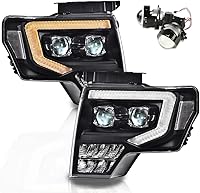 Vista 19 de PIT66 Conjunto de faros delanteros compatible con Ford F150 2009 2010 2012 2013 2014 solo compatible con modelos halógenos de fábrica, faros