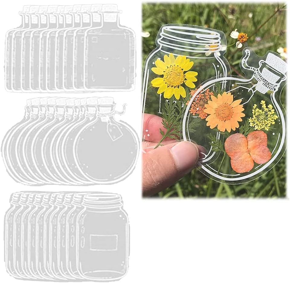 Natural Pressed Dried Flower Bookmark DIY Craft Maker - Transparent Glassware Stickers for Reading Scrapbook (60)