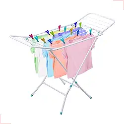 Varal Roupas De Chão Dobrável Com Abas Retrátil Reforçado (Branco)