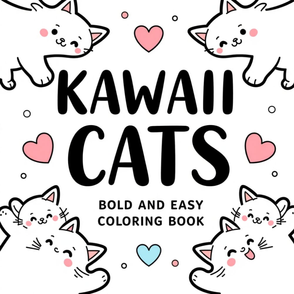 Kawaii Cats: Bold and Easy Coloring Book: Cute & Simple Cat Designs for Relaxation and Fun – Perfect for Kids, Teens, Seniors & Cat Lovers