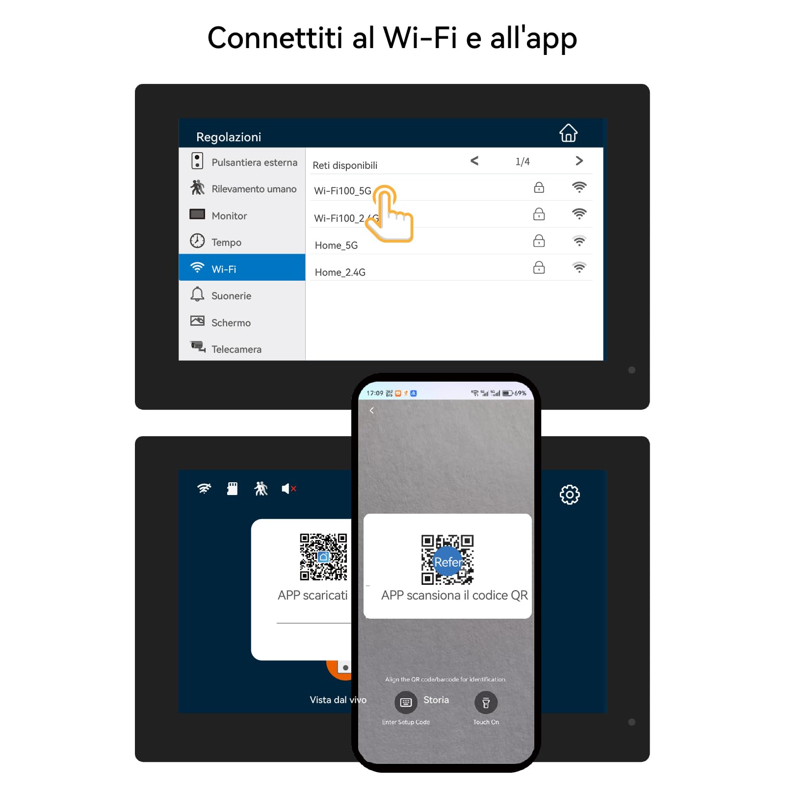 Videocitofono con monitor touch da 7 pollici, compatibile SOLO con i sistemi di videocitofonia KW02-IP7, KW06-IP7, KW02-IP10, KW07-IP7-kit 1080P
