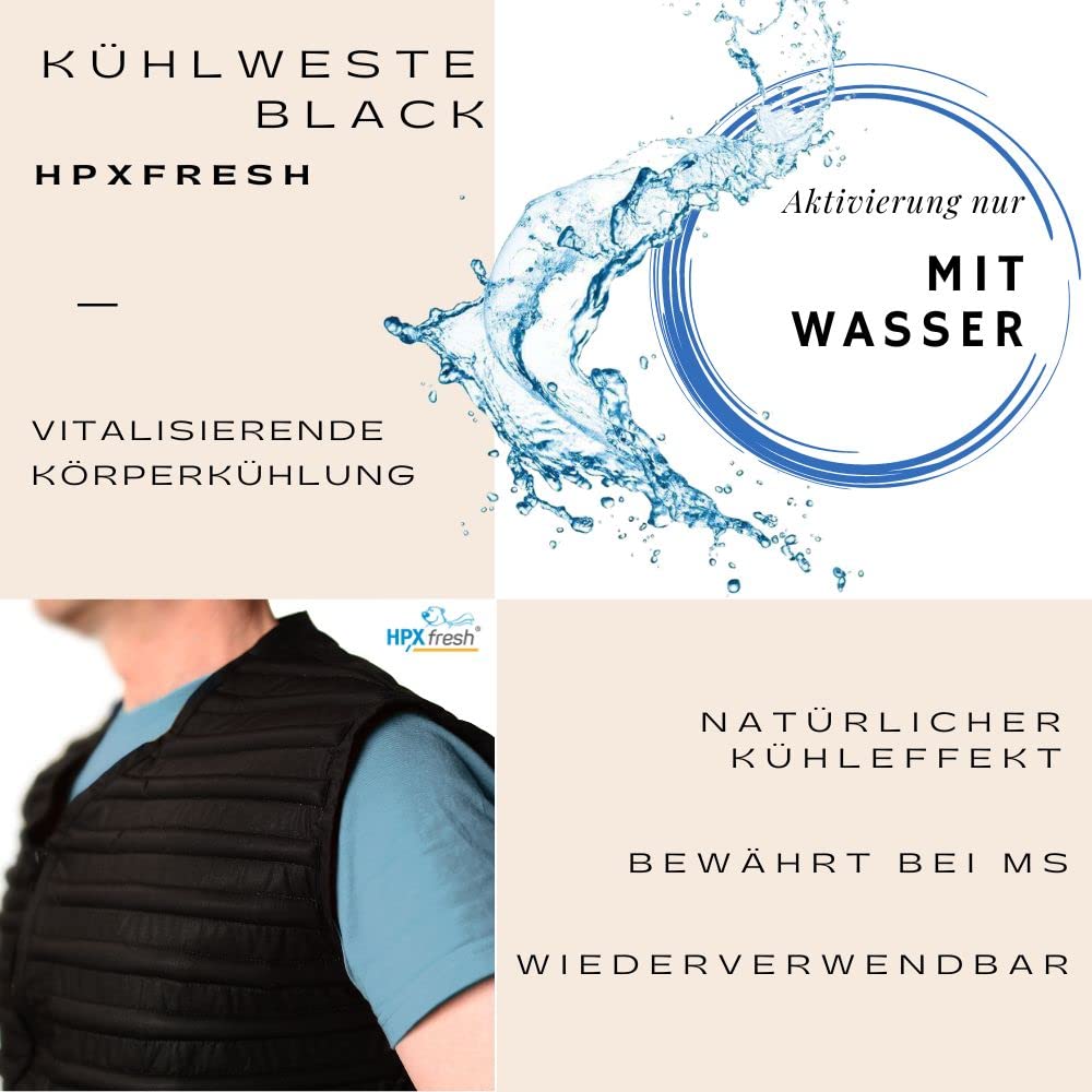 Kühlweste Black mit Nierenschutz für Erwachsene Unisex Größen S-4XL