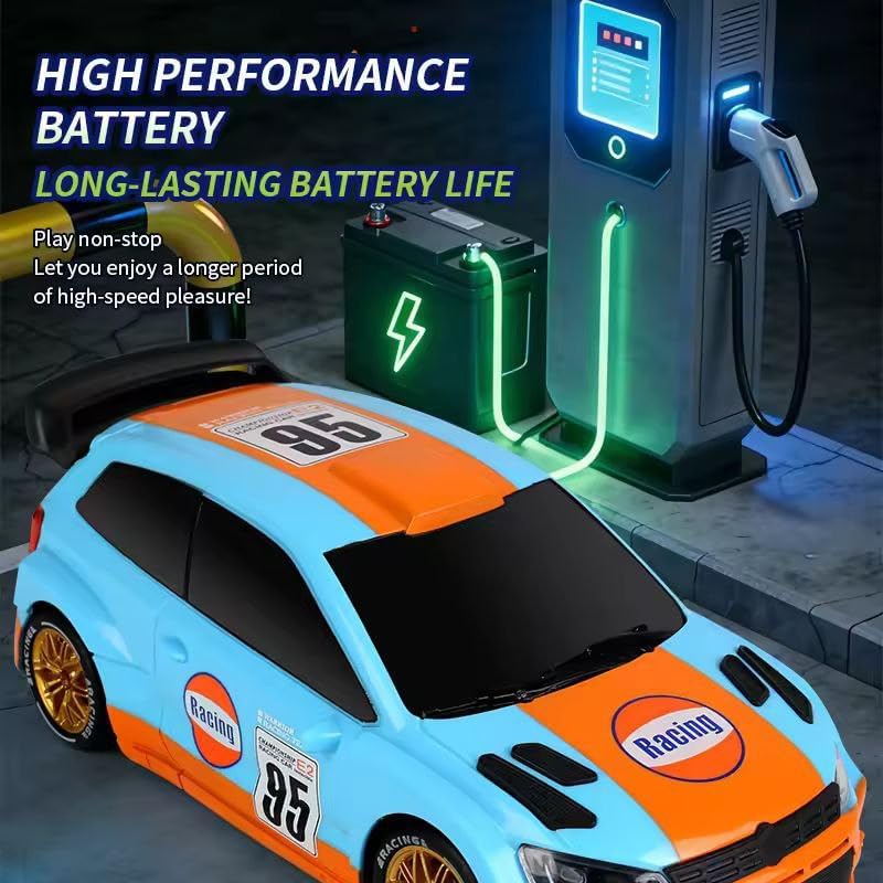 Image of Rc Drift Remote Control Car 1:24 Scale, High-Speed, 4Wd, Lights, Rechargeable Racing Car, Drifting Tires, 2.4Ghz, for Kids (1:24 RC Drift - Sky Blue)