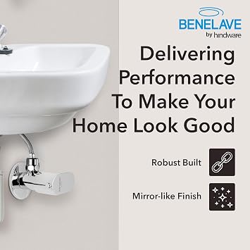 Benelave by Hindware Volga Angle Valve for Bathroom & Kitchen, Brass with Chrome Finish, Pack of 2