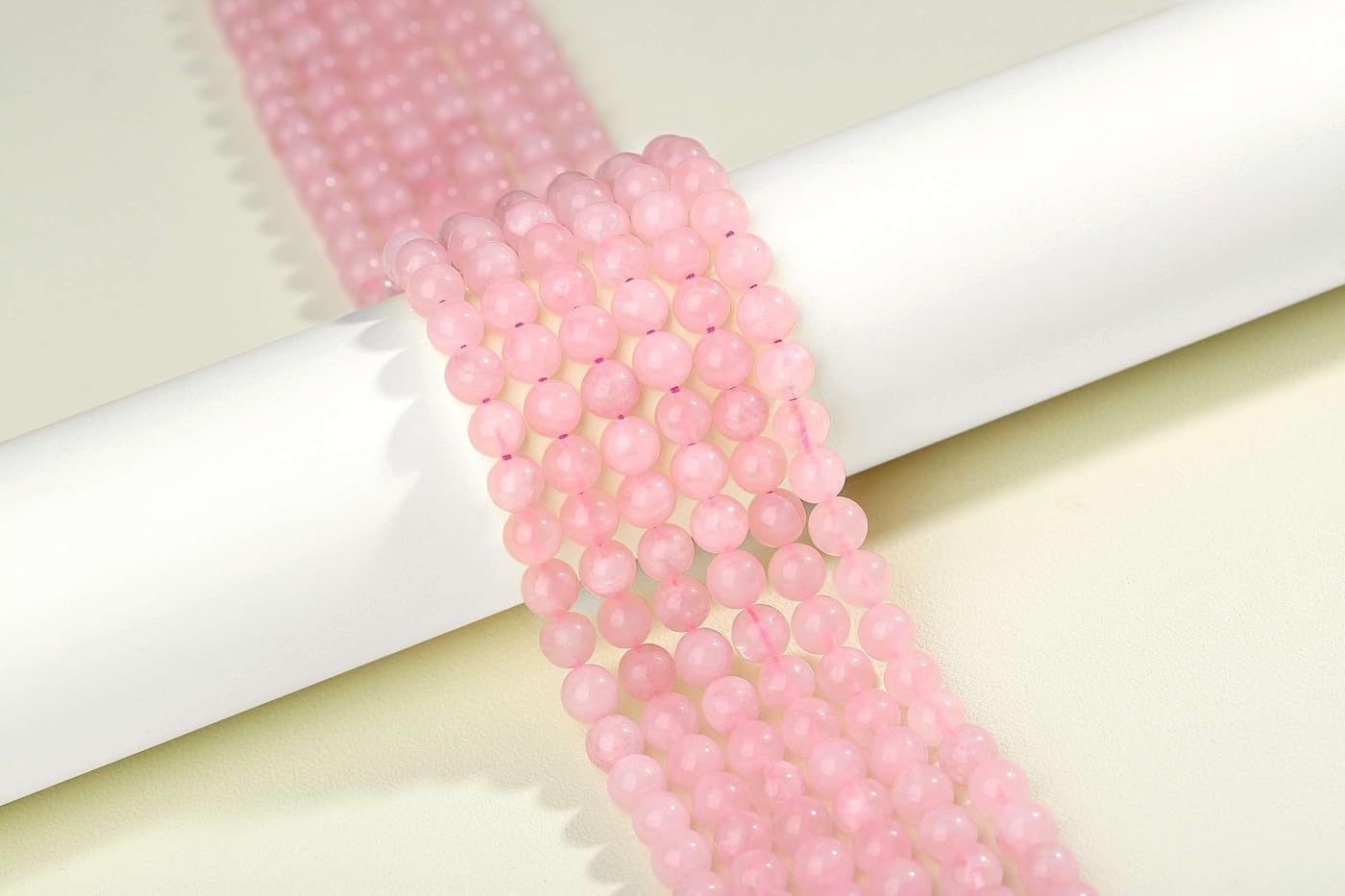 XIANNVXI 8mm Round Loose Pink Beads for Bracelet Making Pink Crystal Rose Quartz Beads for Crafting for Jewellery Making 47 Pcs - Image 3