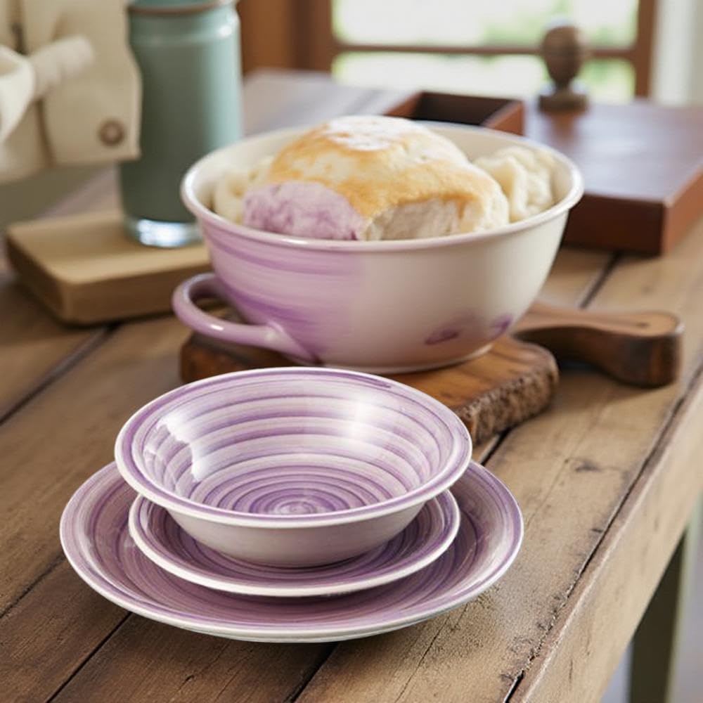 Servizio Piatti Piatto da pranzo motivi floreali in ceramica, dessert rotondo, snack, piastra di fagioli, piastra smaltata perfetta per la casa e la