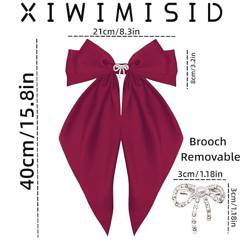 Miniatura 2 de Pinzas para el cabello con lazo grande para mujeres y niñas, lindos accesorios para el cabello, lazos de satén sedoso, pasadores, cintas de cola