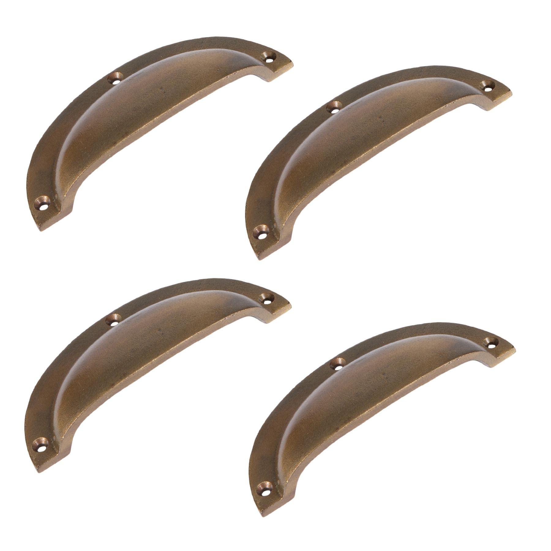 Hammer And Tongs Brass Hammer & Tongs Curved Cabinet Drawer Pull - W130mm X H50mm - Pack Of 4 - Home Cupboard Door Knob Handles Screws Included