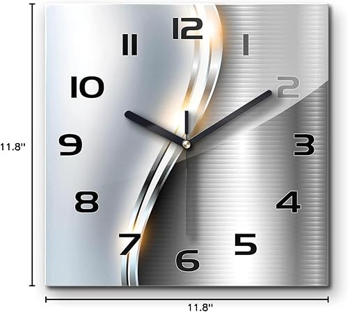 Miniatura 7 de Tulup - Reloj de pared de cristal de 11,8 x 11,8 pulgadas, con imagen de cristal real, para cocina, salón de cocina, reloj de cristal templado,