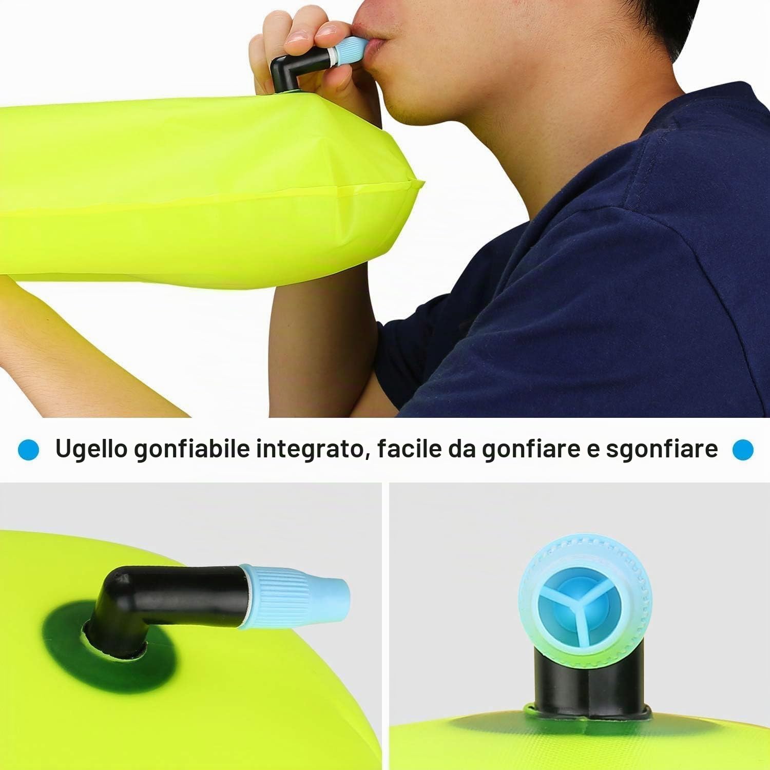JOTO Boa da nuoto ad alta visibilità, galleggiante, con cintura regolabile in vita, per nuotatori in acque libere, triatleti, kayaki, snorkeling, allenamento sicuro per nuoto, confezione da 2