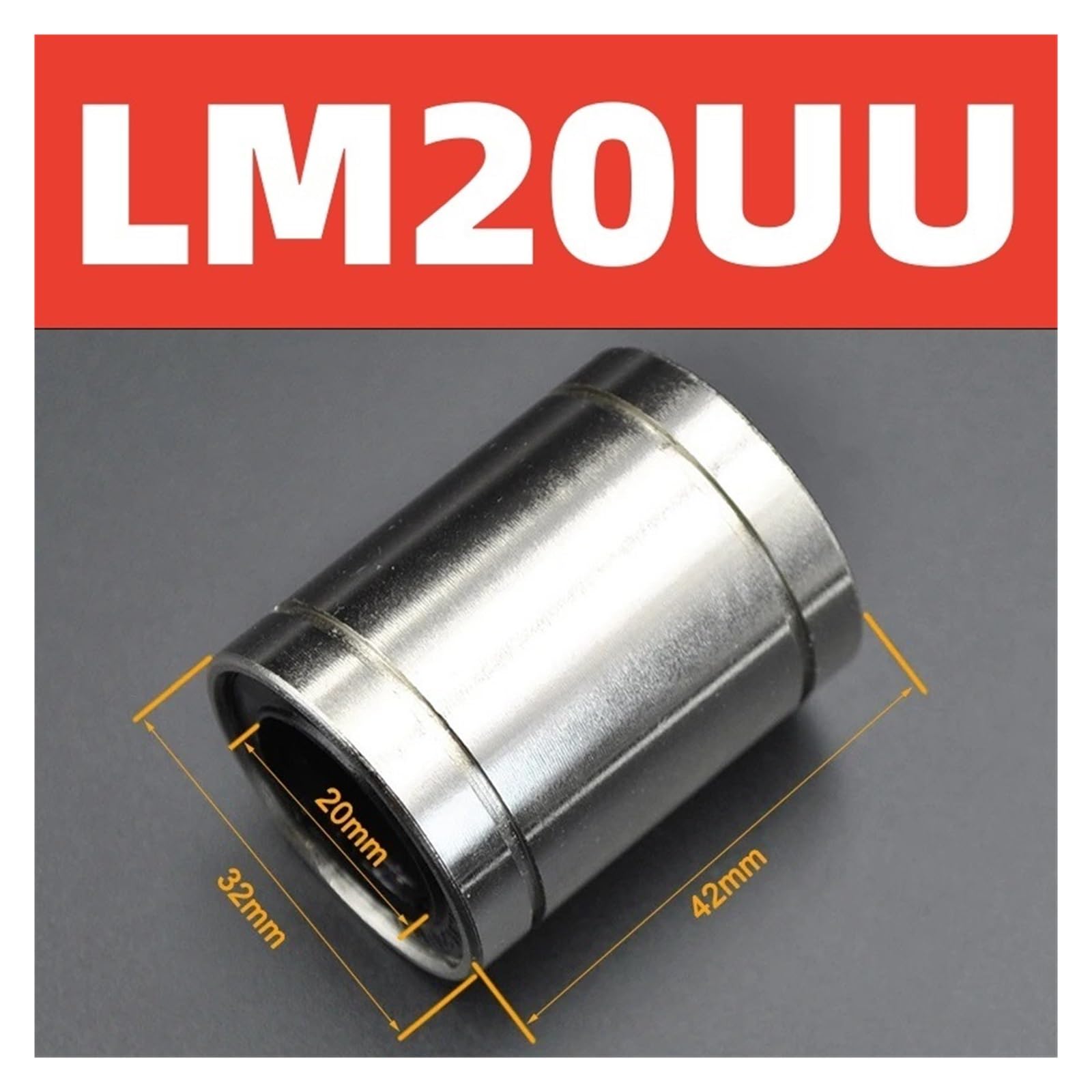 Roulements à billes linéaires for imprimantes 3D CNC, lot de 2 ou 10 pièces, LM3UU, LM4UU, LM5UU, LM6UU, LM8UU, LM10UU, LM12UU, LM13UU, LM16UU, LM20UU(10Pcs,LM20UU 20x32x42mm)