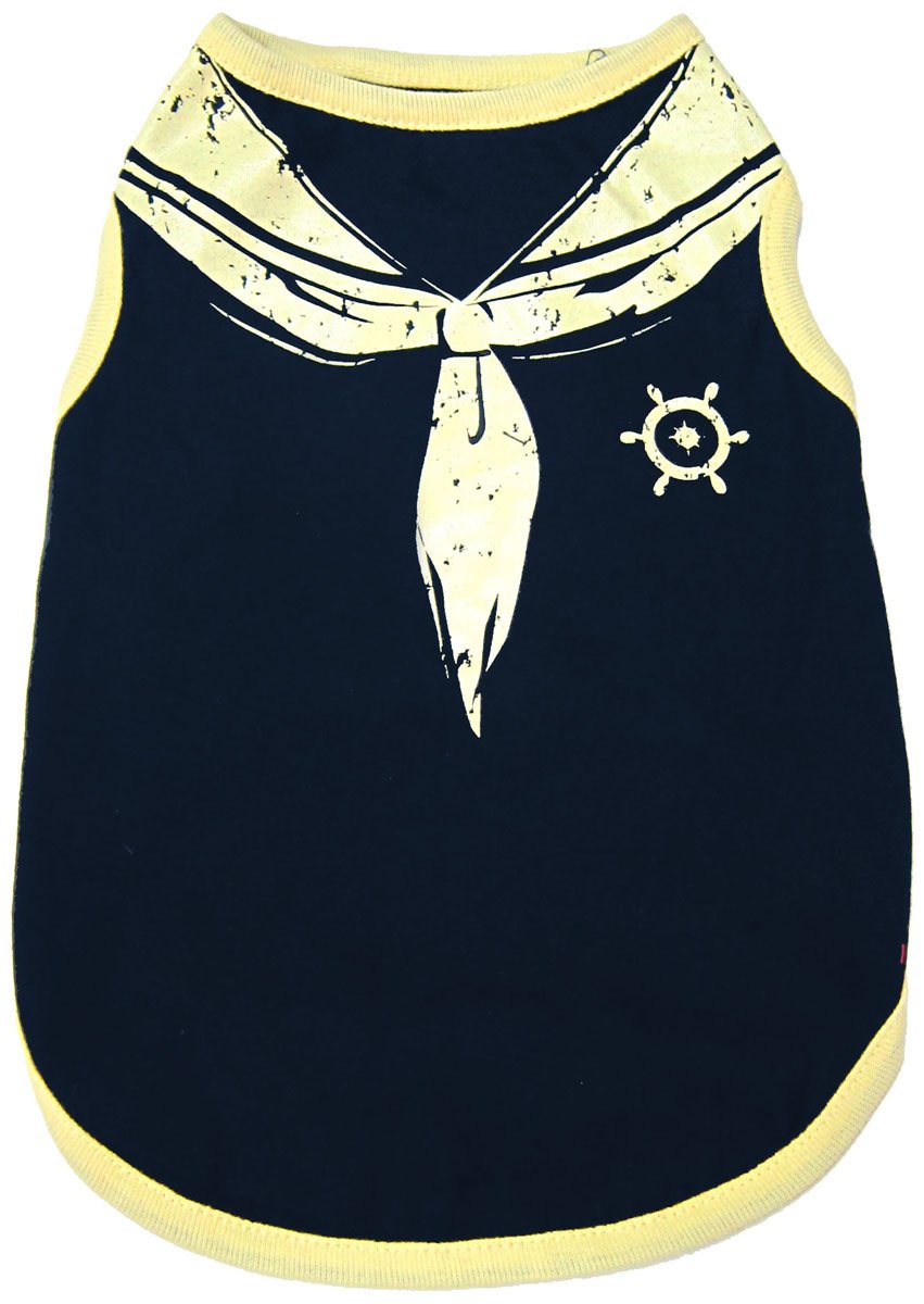 Happy Puppy Blue Sailor Tank Dog Top, Small, Navy Blue
