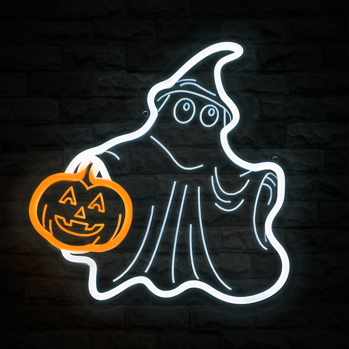LumoonosityGhost Pumpkin Neon Sign: 13 Inch Acrylic Halloween Neon Light