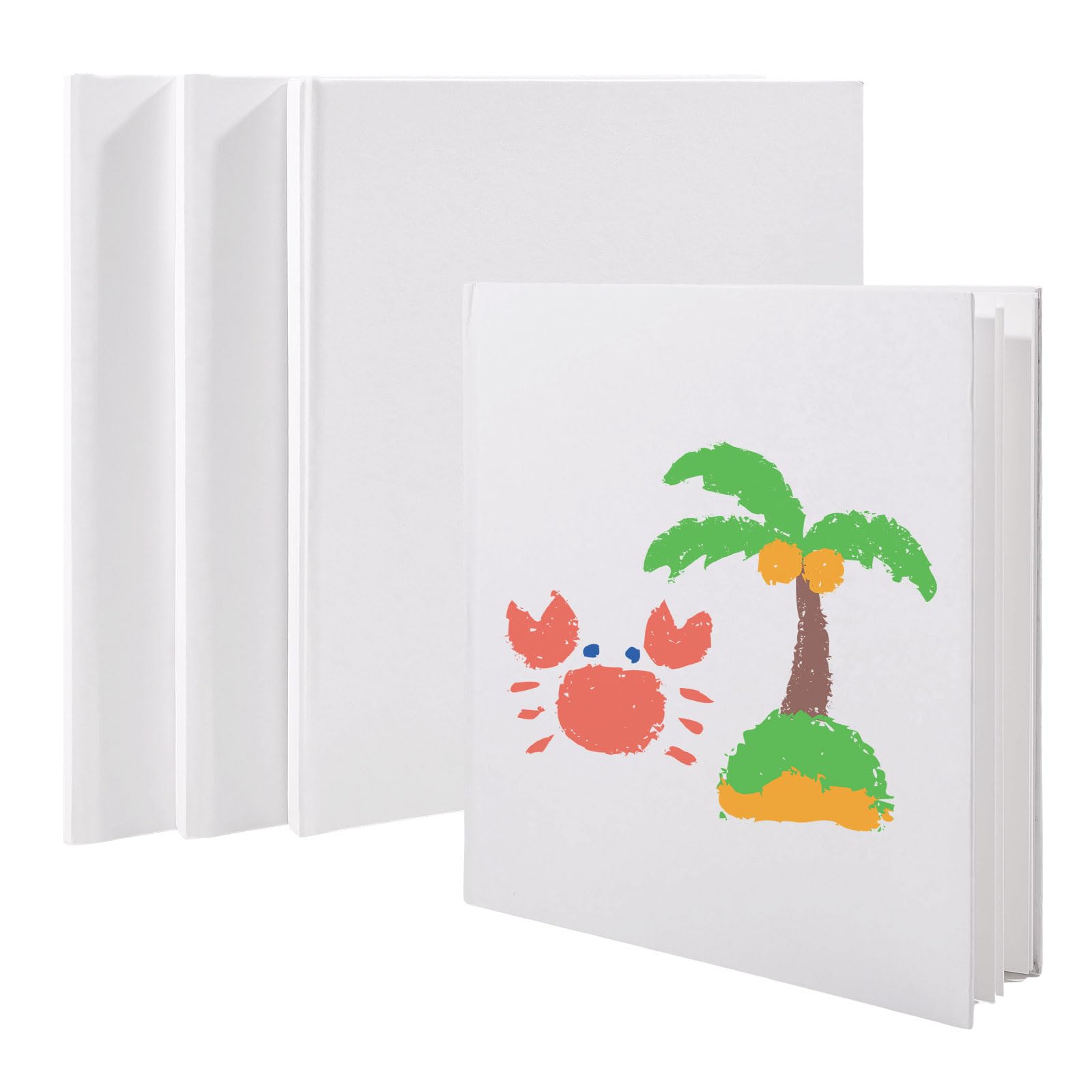 GLOBLELAND 3 Pack Hardcover Buch mit leeren Seiten 14 Seiten Weiß Querformat Bildbuch 7.8x8.7 Zoll Papier Skizzenbuch für Journal Liegendbindung Notizbuch Zeichnen Schreiben DIY Story Comic Erstellung