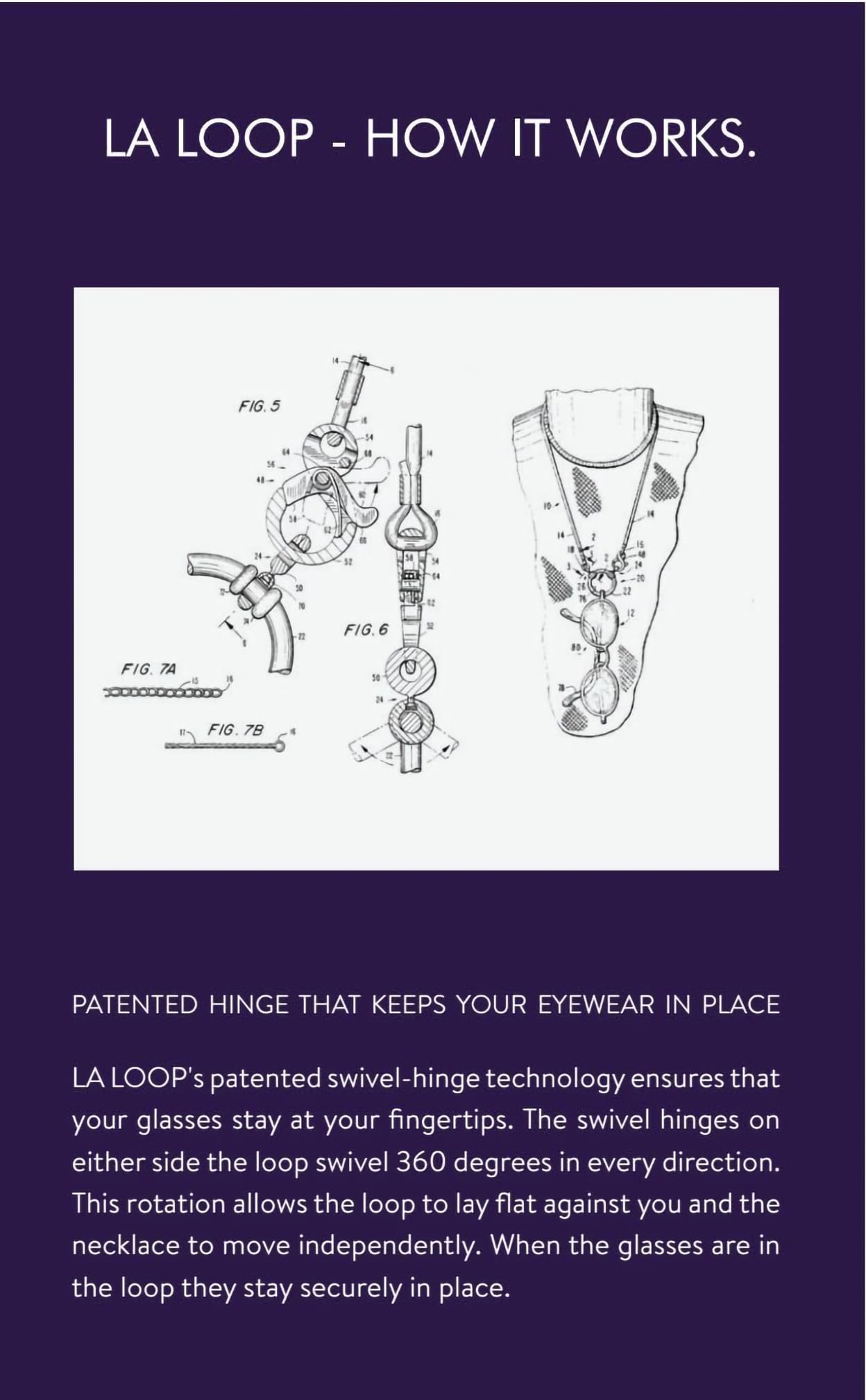 La LOOP Designer - Collana per occhiali da vista, catena e anello in argento ossidato anticato