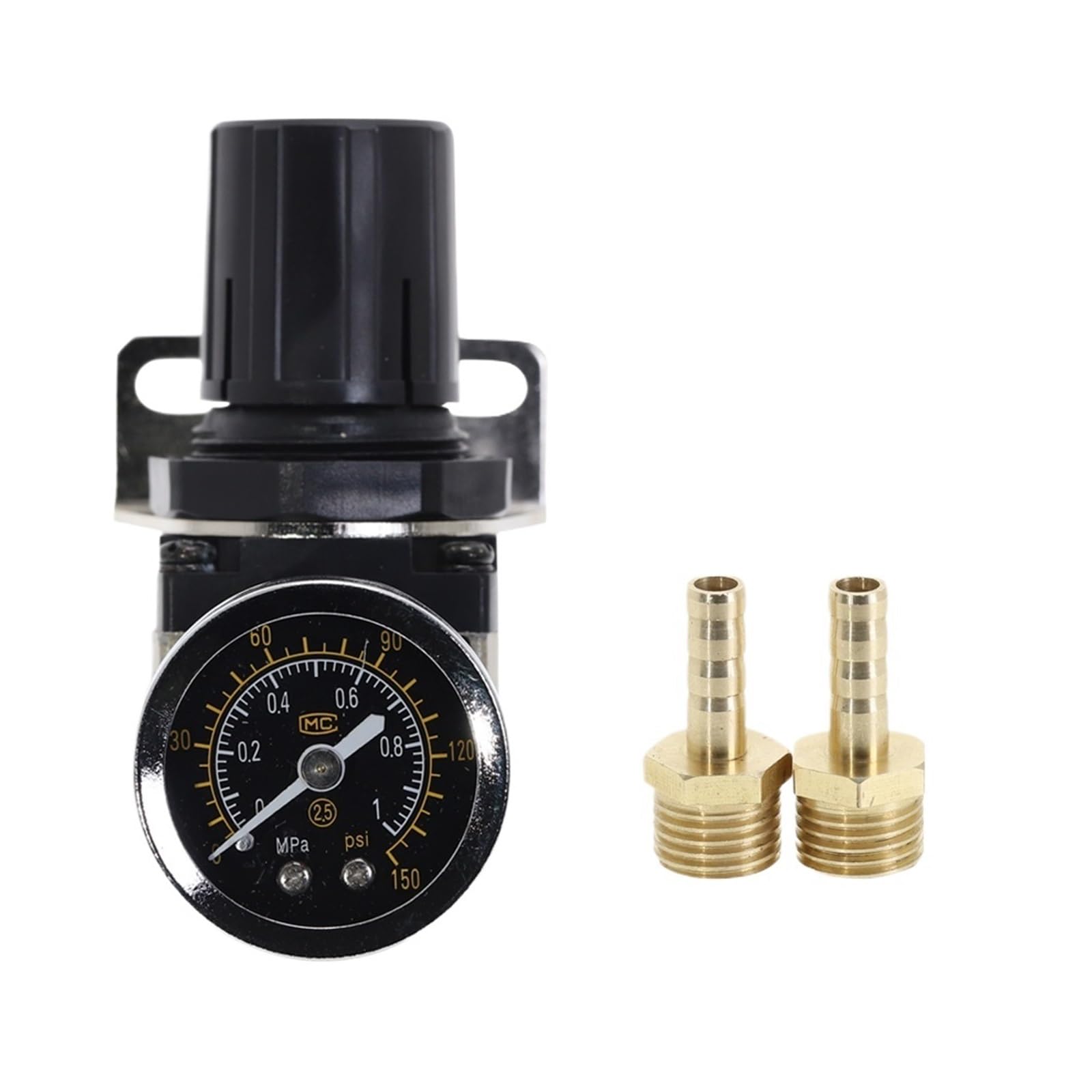 AR2000-02 Pneumatic Gases Pressure Regulator G1/4'' with Pressure Gauge Port - Adjustable 0.5-9.0kgf/cm2, 1pcs(AR2000-02 BT-6-02)