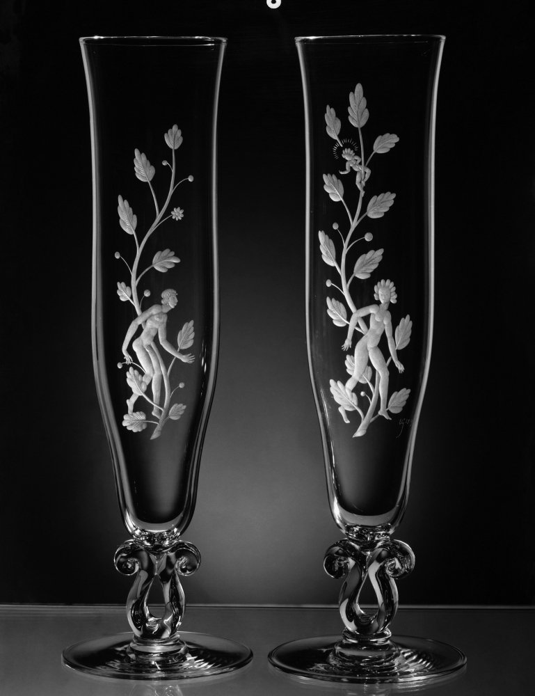 Steuben Glasses C1939 Nsteuben Glass Flutes With Designs By Eric Gill C1939 Poster Print by (18 x 24)