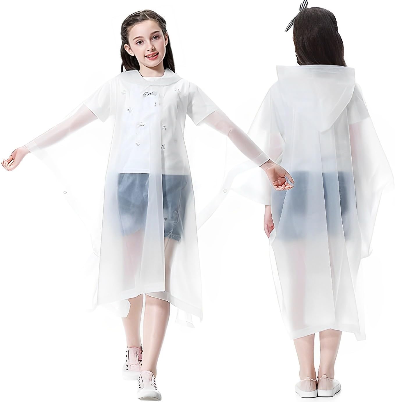 Raincoats Ponchos for Kids, 2 Pack Emergency Rain Jacket with Hood for Boys Girls Disney Travel Outdoors