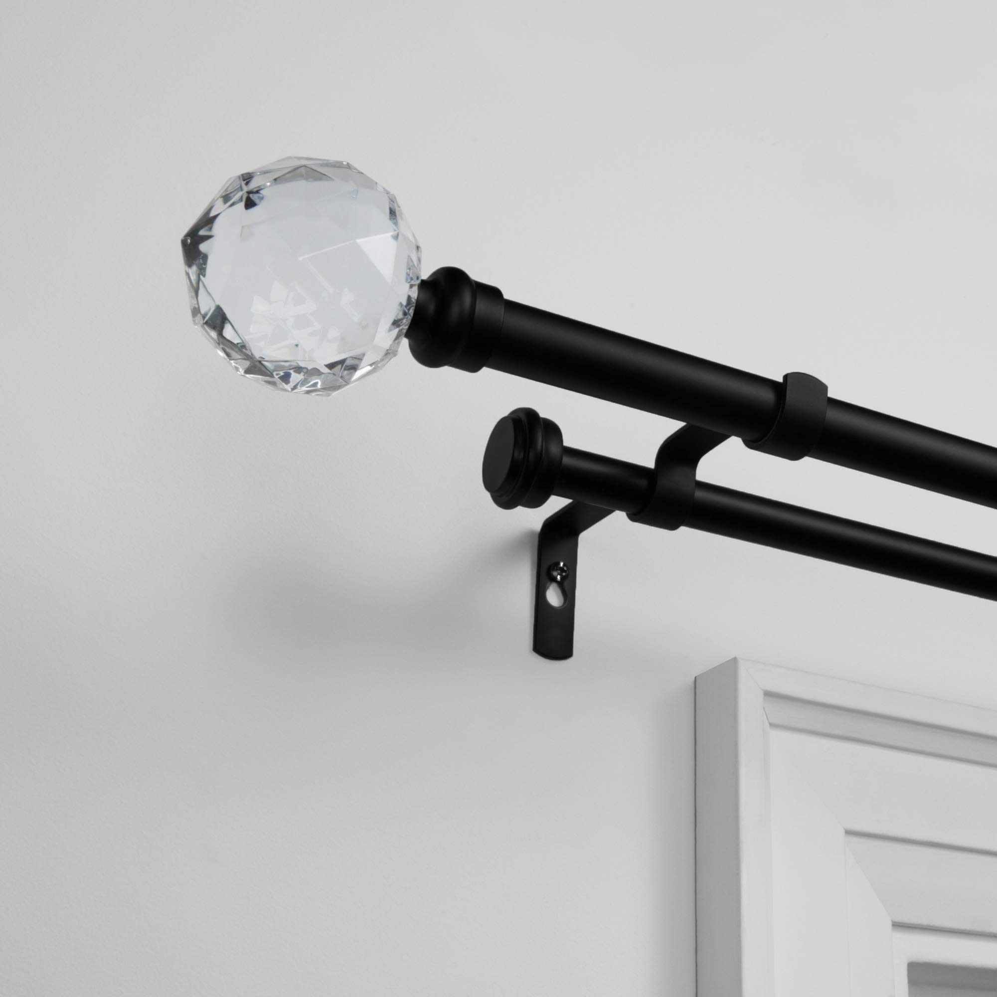 Exclusive Home Curtains ER1026-03 66120 Crystal Ball Double Curtain Rod and Finial Set, 66