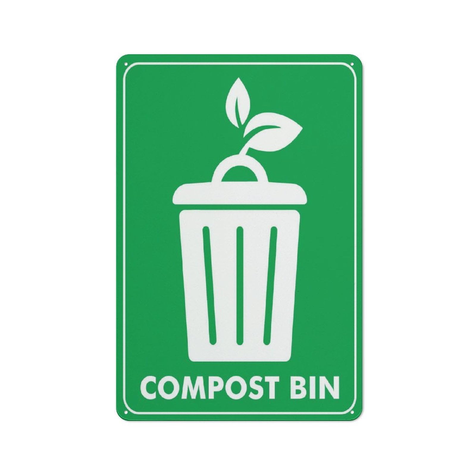 Peiyeety A08 Compost Bin Sign 12X16 Inches Rust Free Aluminum - Uv Protected, Waterproof, Weatherproof And Fade Resistant - 4 Pre-Drilled Holes