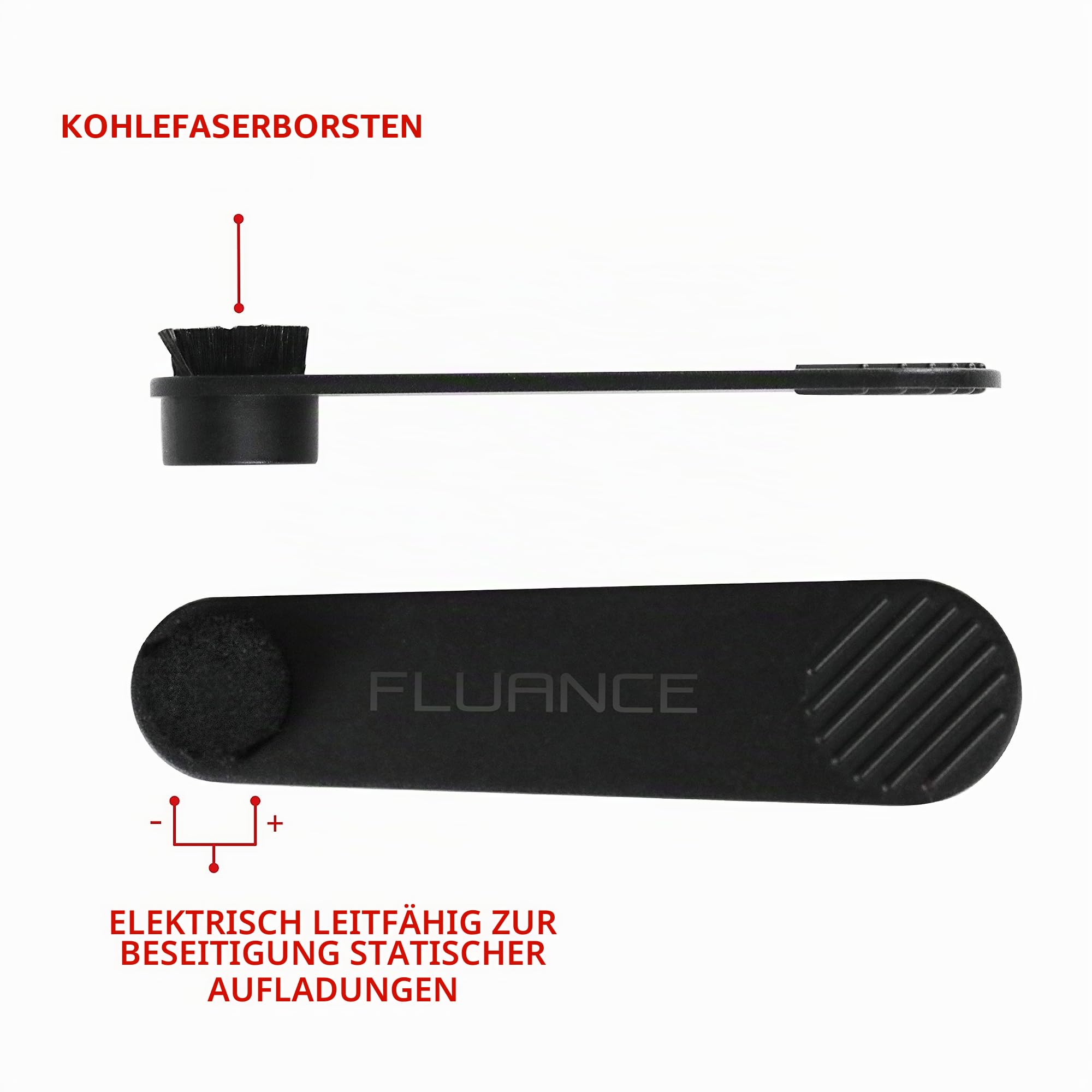 Fluance Reinigungsset für Schallplatten und Eingabestift, mit 2-in-1 antistatischer Kohlefaser und weicher Samt-LP-Bürste und Eingabestift-Bürste (VB52)