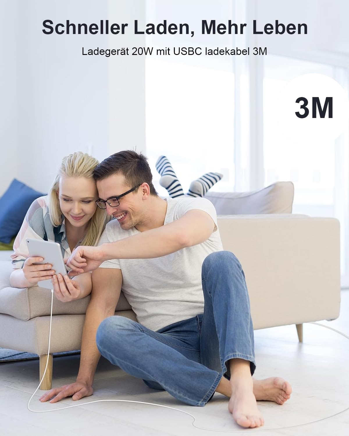 Ładowarka USB C Szybka Ładowarka do iPhone'a 17/Pro Max/17Air,16/16e/15 16 Plus, iPada Air/Mini, ładowarka USB C 20W, Wtyczka ładowarki USBC, Wtyczka ładowarki UsB C, Zasilacz USB c z kablem USBc 3M
