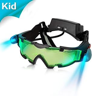 Kids Night Vision Goggles, Adjustable Spy Gear Night Mission Goggles with Flip-Out Lights Green Lens