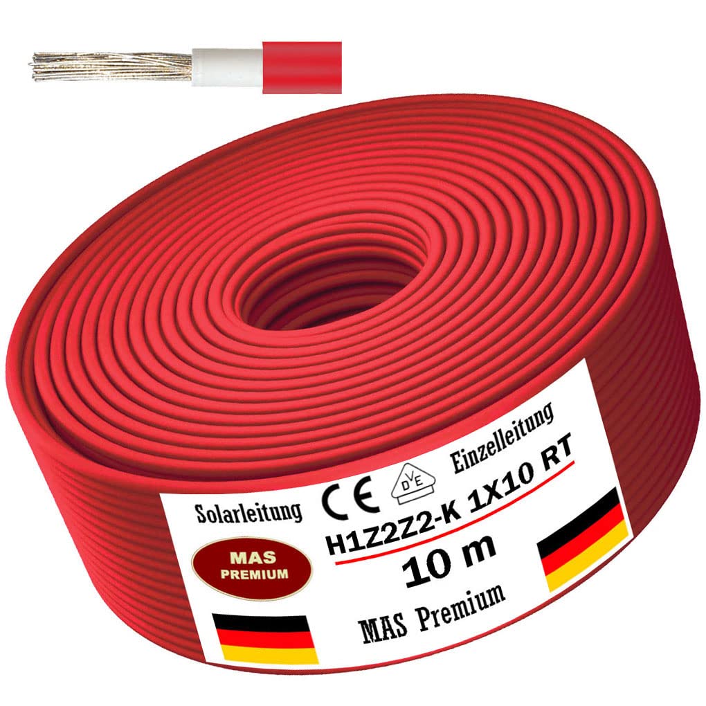 h1z2z2 - Cavo solare H1Z2Z2-K, 4, 6 o 10 mm², da 5 a 200 m, nero, rosso o blu, montaggio a terra, singolo, fotovoltaico, privo di alogeni, doppio isolamento