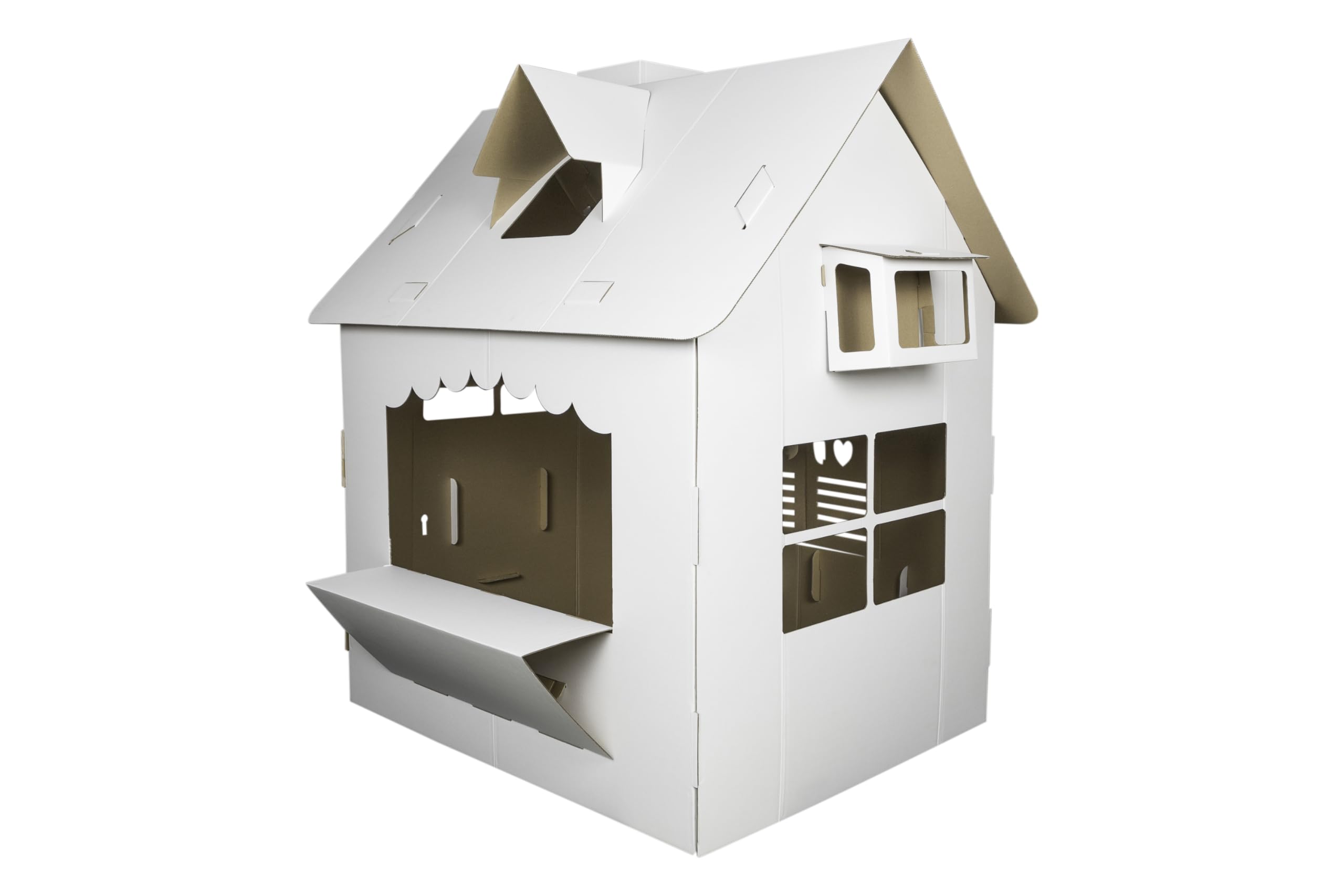 Spielhaus Indoor - Blumen Kaufladen Spielzeug für Kinder - XXL Kinderhaus aus 5-lagiger Pappe zum Basteln und Bemalen - Geschenkidee Mädchen, Jungs - 100x95x145cm