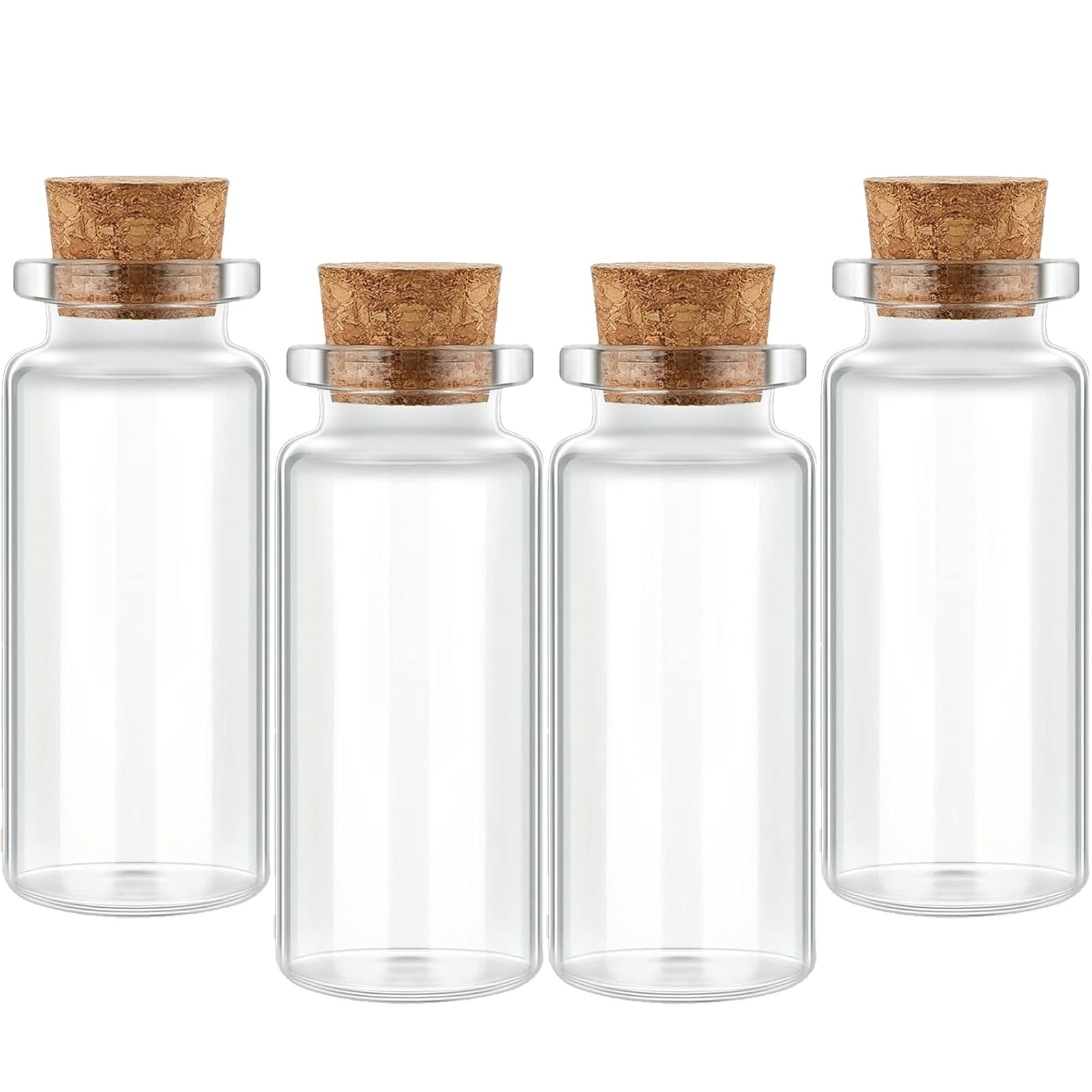 CHALEEMANG 4pcs 30ml / 1 oz. 4pcs Mini Glass Bottles with Cork, Potion Bottles, Message in a Bottle, Small Jars, Spell Jars, Glass Vials with Corks for DIY Decoration Wedding Party Favors