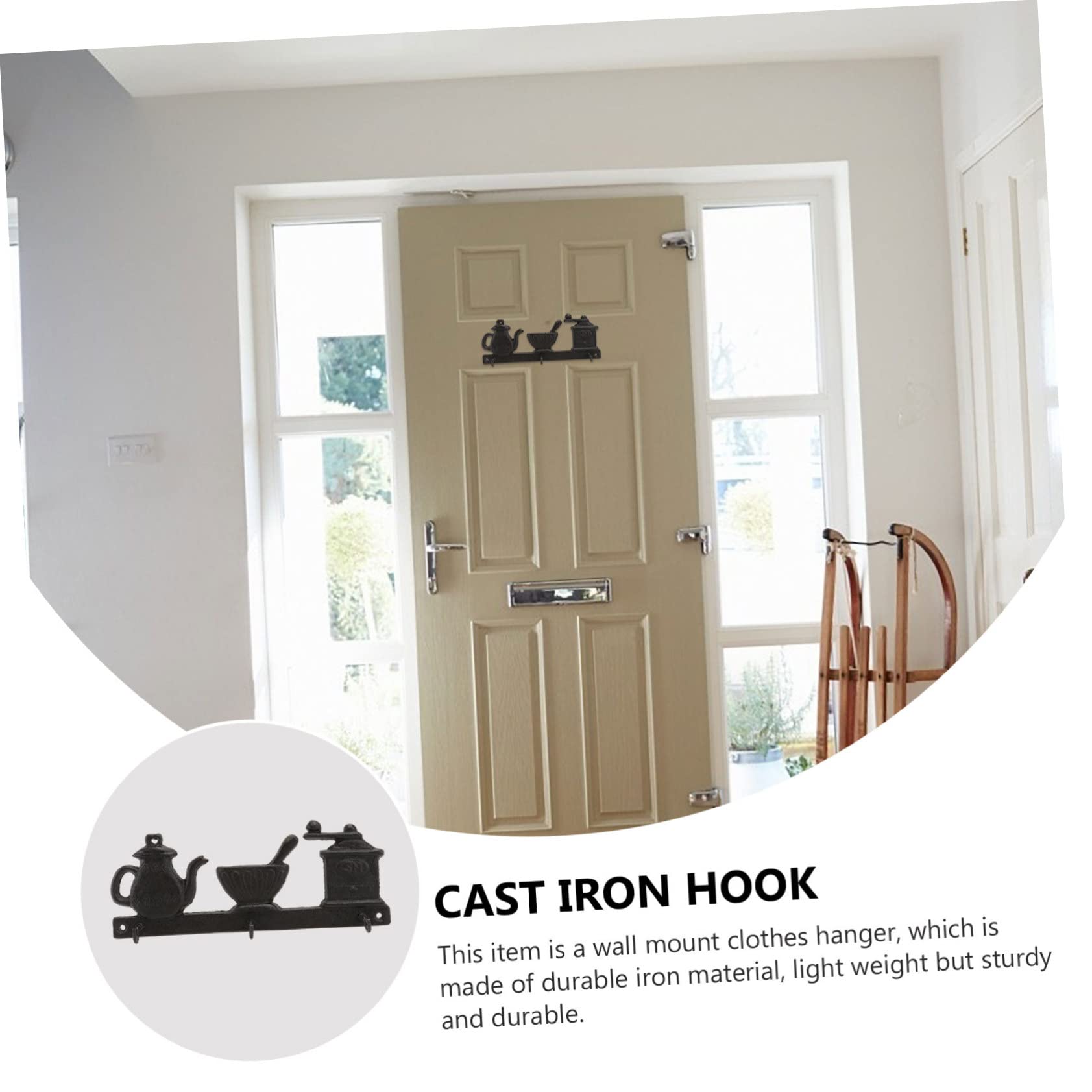 INOOMP Gancho Vintage de Pared de Hierro Negro para Colgar Ropa y Adorno, Perchero Multifunción Diseño Original para Puertas y Paredes