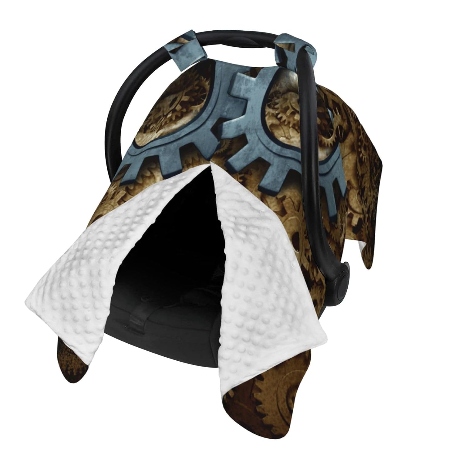 Steampunk Human Head and Gear Baby Car Seat Cover & Breastfeeding Nursing Cover - Breathable Stretch Fabric Multi-Use Nursing Cover for Breastfeeding