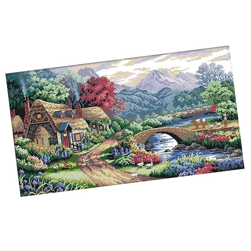 Loom Tree Stamped Cross Stitch Kits Patterns Embroidery Kit - Farm Scene, 14 Counted 54x33cm-image-32