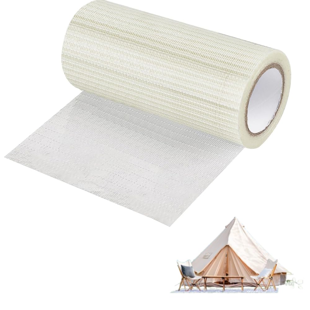 Cinta Adhesiva para Lona de Toldo 15cmx10m Cinta de Fibra de Vidrio Impermeable para grietas Cinta Reparacion Toldo Transparente Parche Lona Autoadhesiva para Reparar Grietas Toldos Visera/Lona Camion
