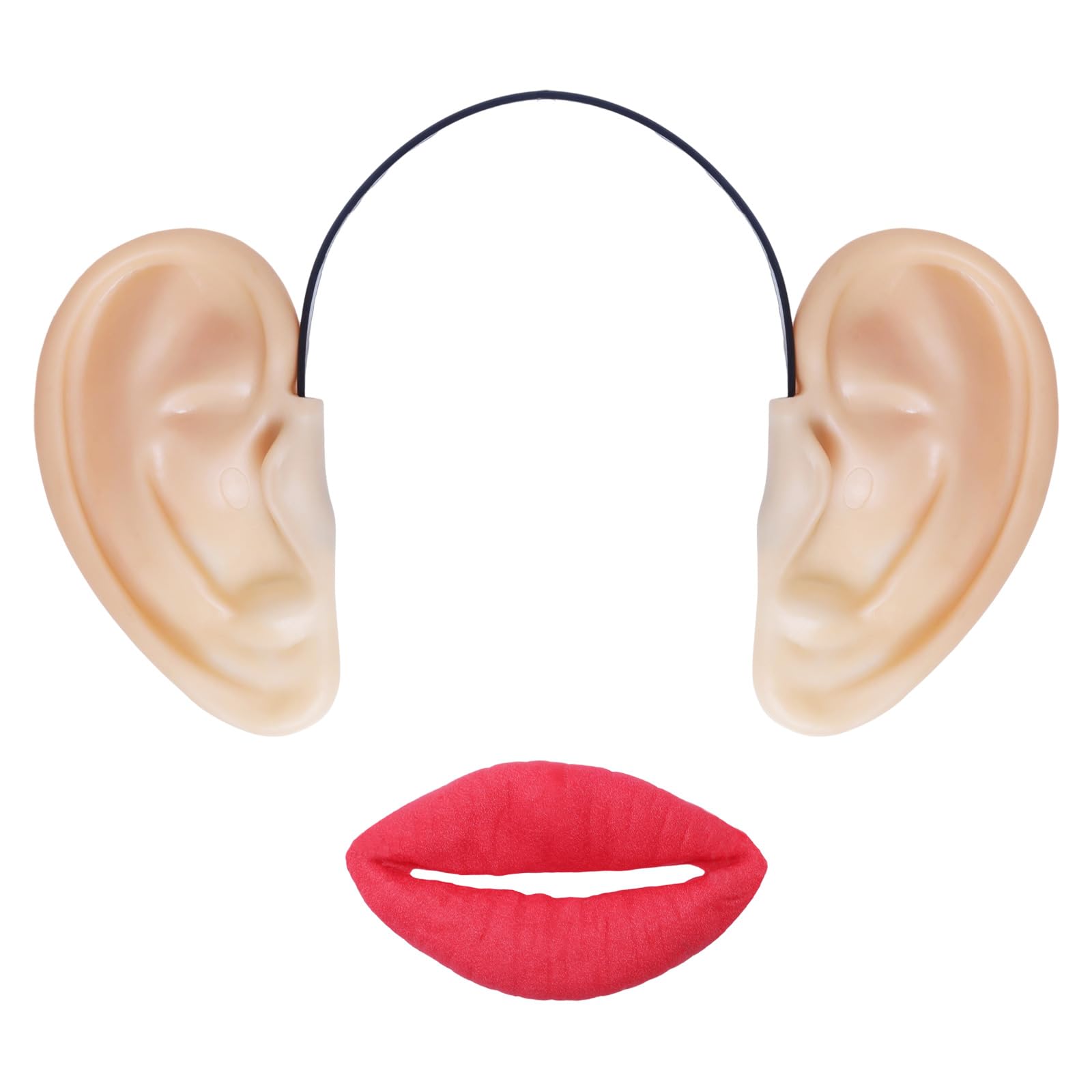 Ngdhkd 2 Pcs Giant Fake Ears Pig Ears Headband With Sausage Mouth Big Mouth Human Funny Costume Accessories for Halloween Christmas Party Cosplay